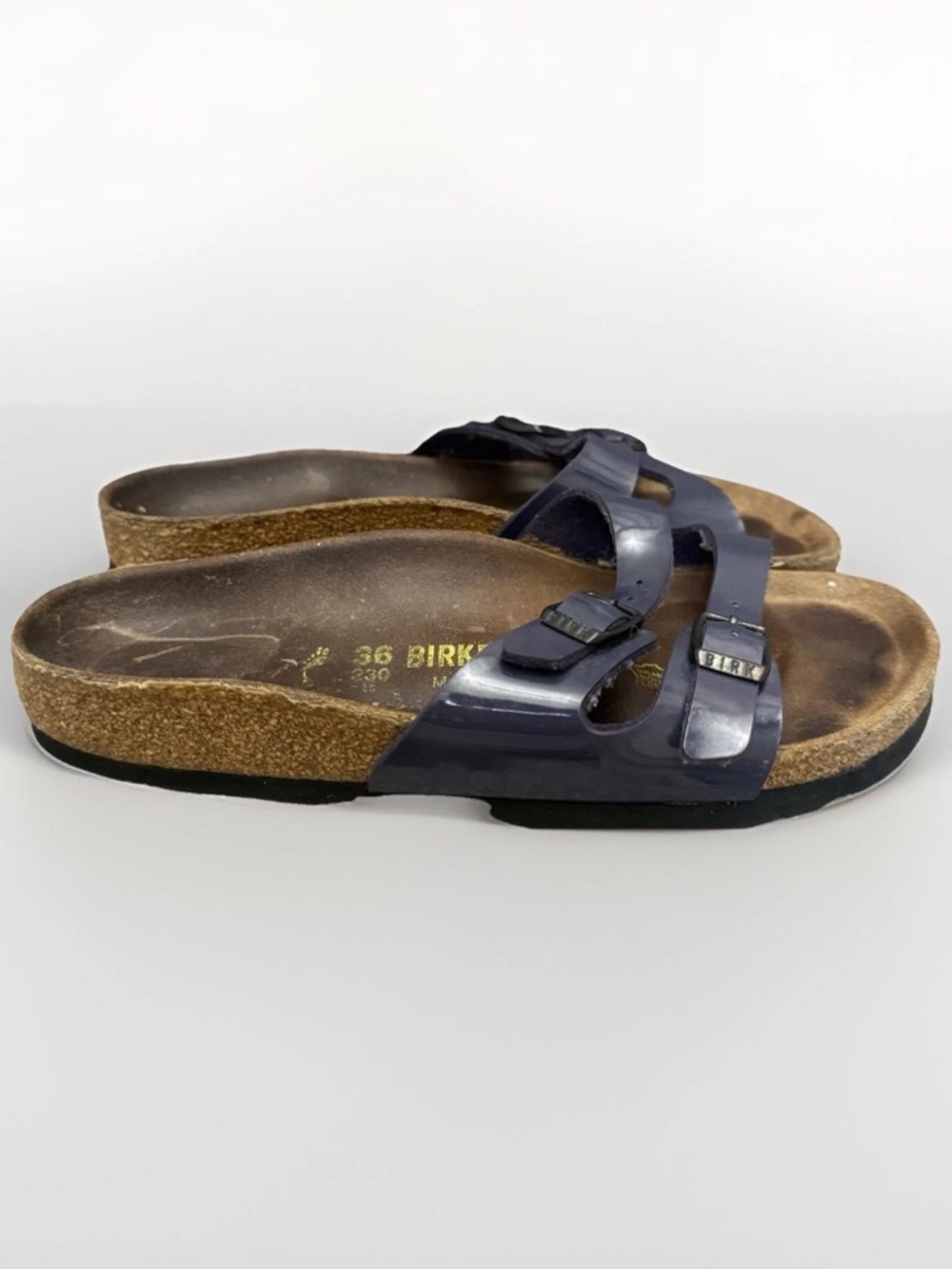 Birkenstock Ibiza Navy Blue Two-Strap Slide Sandals Size 5